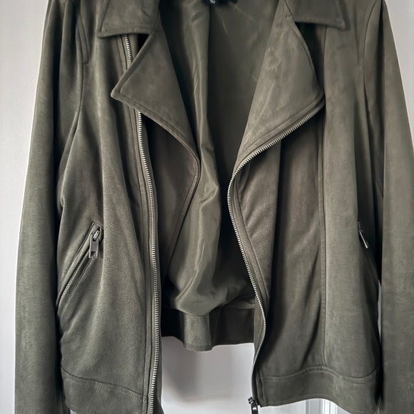 Olive Green Faux Leather Jacket - Picture 4 of 6